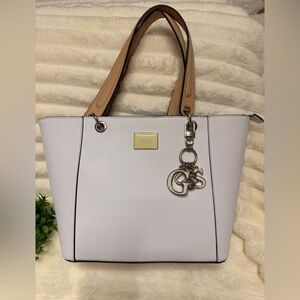 Guess white and Tan Tote Bag